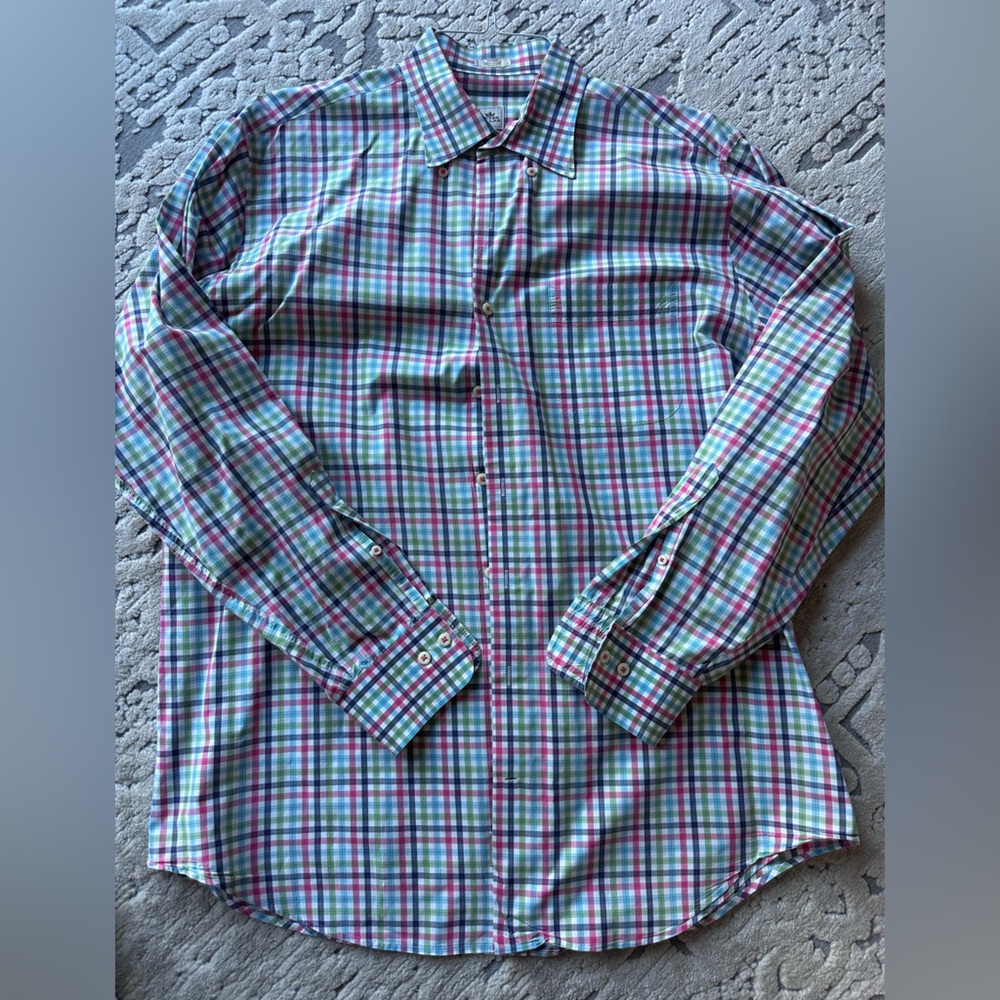Peter Millar Vibrant Checkered Button Down Shirt - image 6